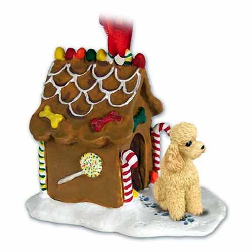 Poodle Gingerbread House Christmas Ornament Apricot Sport Cut - DELIGHTFUL!