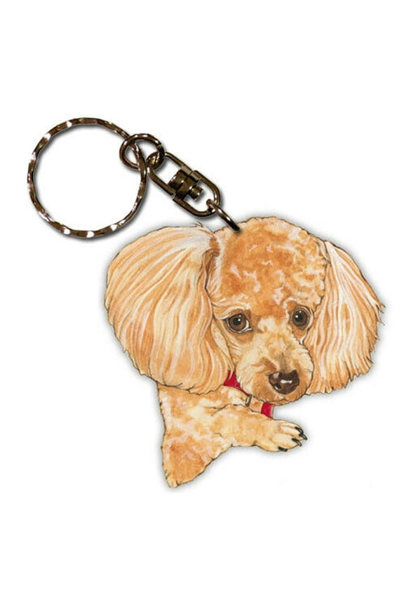 Poodle Apricot Toy Keychain, Souvenir Key Holder, Dog Charm Tag, Pet Key Rings Craft Ornaments, Wooden Die-Cut