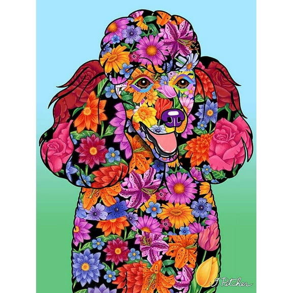 Poodle Black - Best of Breed Flowers Design Garden Flag
