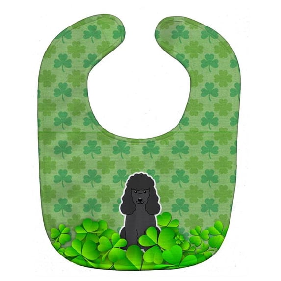 Poodle Black Shamrocks Baby Bib
