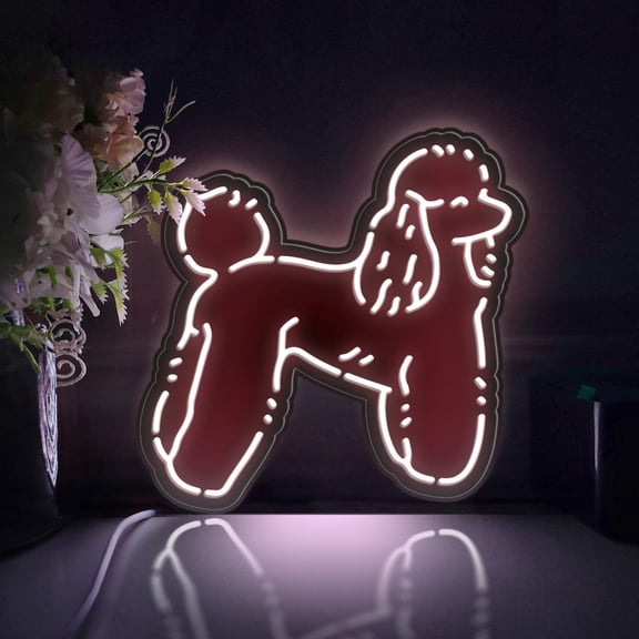 Poodle Breed Led Light Box, Dimmable Neon-Like Light Signs USB Power for Wall Decor Bedroom Decoration, Static Light (WxH) 11"x11"