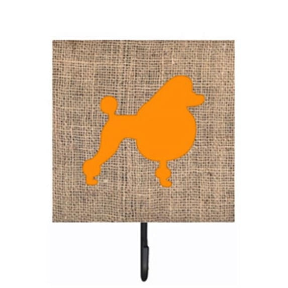 Poodle Burlap And Orange Leash Or Key Holder