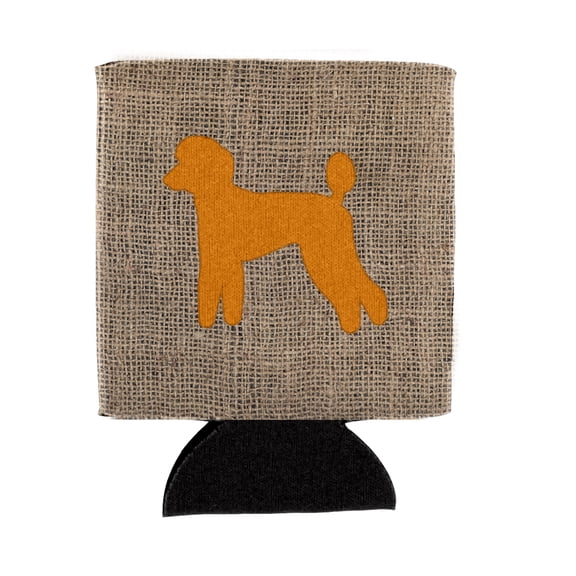 Poodle Burlap and Orange BB1114 Can or Bottle Hugger