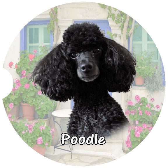Poodle Car Coaster, Absorbent Stoneware Car Cup Holder Coaster, Set of 2