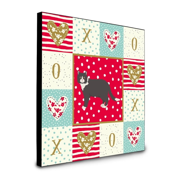Poodle Cat #1 Cat Love Artwork Wall Panel, Red