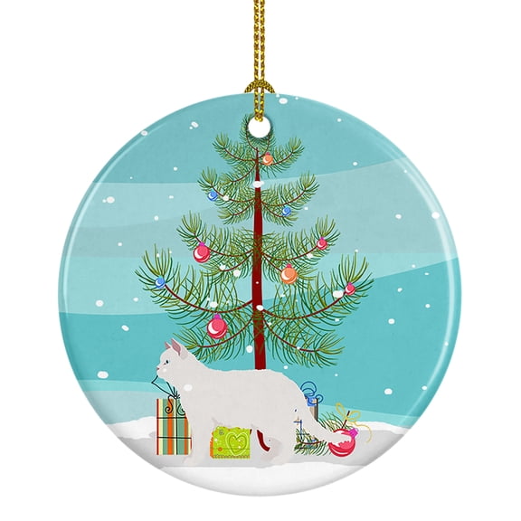 Poodle Cat #2 Cat Merry Christmas Ceramic Ornament 2.8 in x 2.8 in
