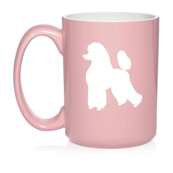 Poodle Ceramic Coffee Mug Tea Cup Gift for Her, Him, Friend, Coworker, Wife, Husband (15oz Light Pink)