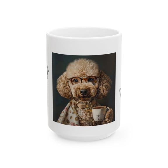 Poodle Ceramic Mug, (15oz)