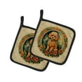 thumbnail image 1 of Poodle Christmas Flowers Pair of Pot Holders 7.5 in x 7.5 in, 1 of 5