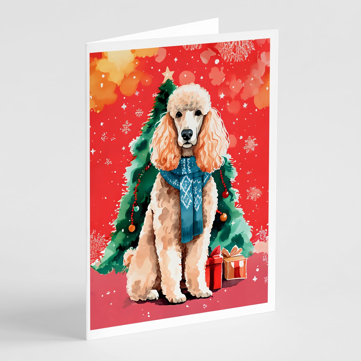 Poodle Christmas Greeting Cards Pack of 8 7 in x 5 in