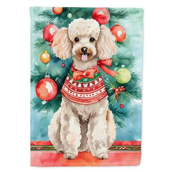 Poodle Christmas House Flag 28 in x 40 in