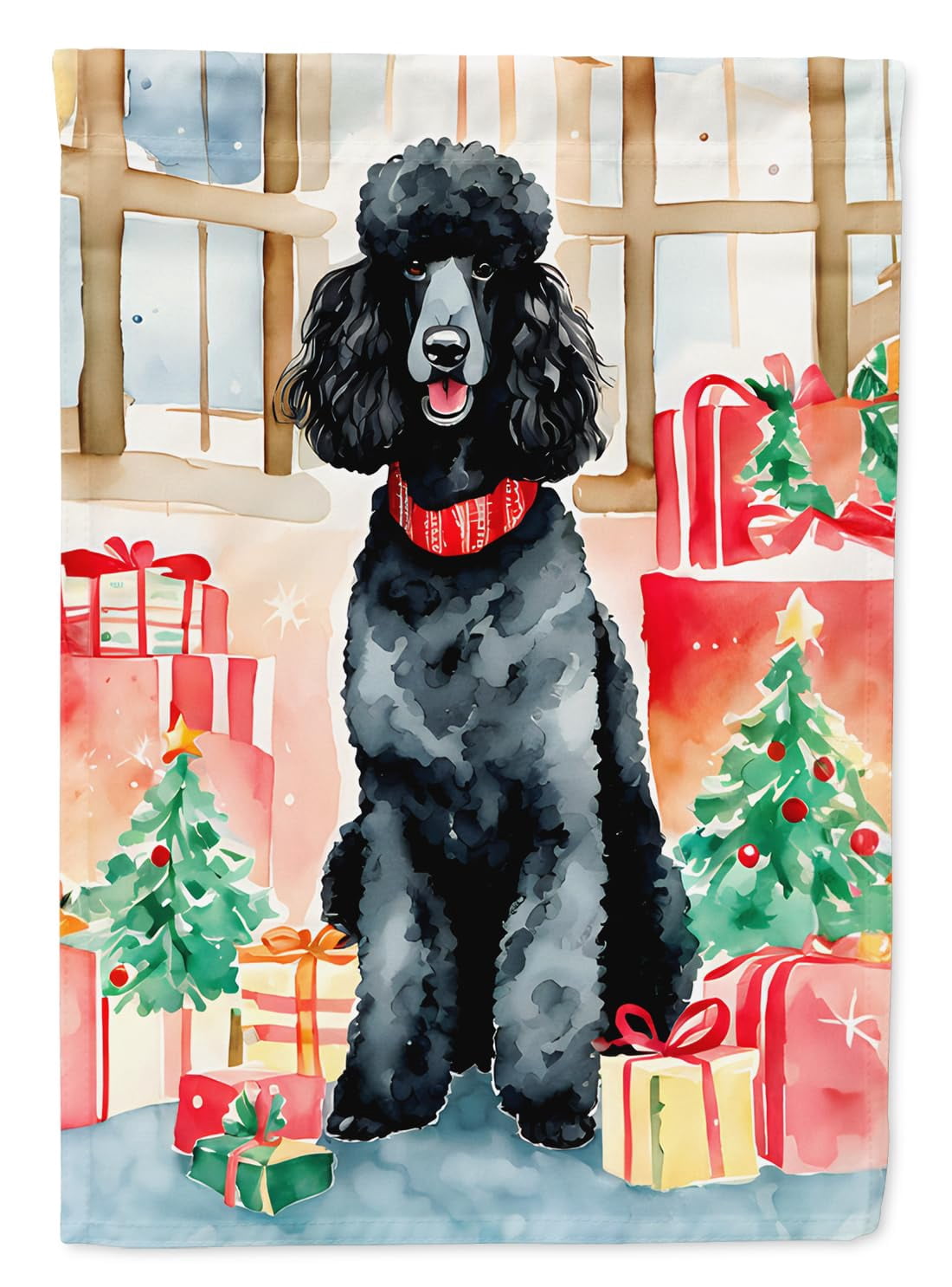 Poodle Christmas House Flag 28 in x 40 in