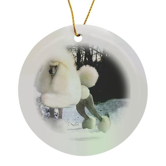 3drose, Poodle, Circle Porcelain Ornament