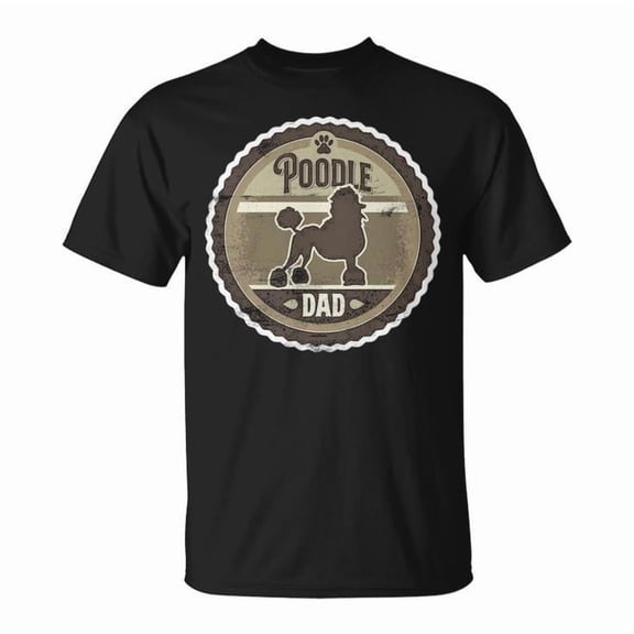 Poodle Dad Standard Poodle Graphic Tee Unisex Adult Cotton Casual Pet Lover T-Shirt for Dog Owners and Poodle Enthusiasts, Size 3XL, Color Black