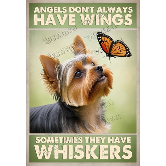 Poodle Decor 12x8 inches Aluminum Sign Dog Sign Angels Don't Always Have Wings Sometimes They Have Whiskers Vintage Tin Sign for Dog Lovers,Pet Owner,Memorial Angels Wings Plaque