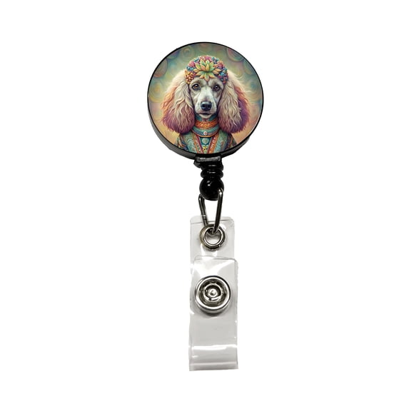 Poodle Dog Bohemian Art Retractable Reel ID Badge Key Card Name Tag Holder with Clip