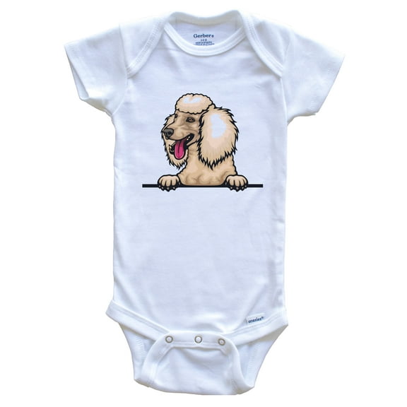 Poodle Dog Breed Cute Baby Bodysuit v4, 0-3 months white