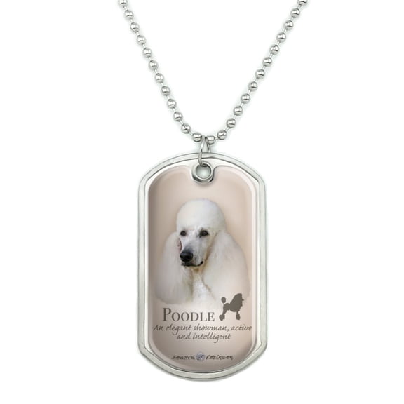Poodle Dog Breed Military Dog Tag Pendant Necklace with Chain