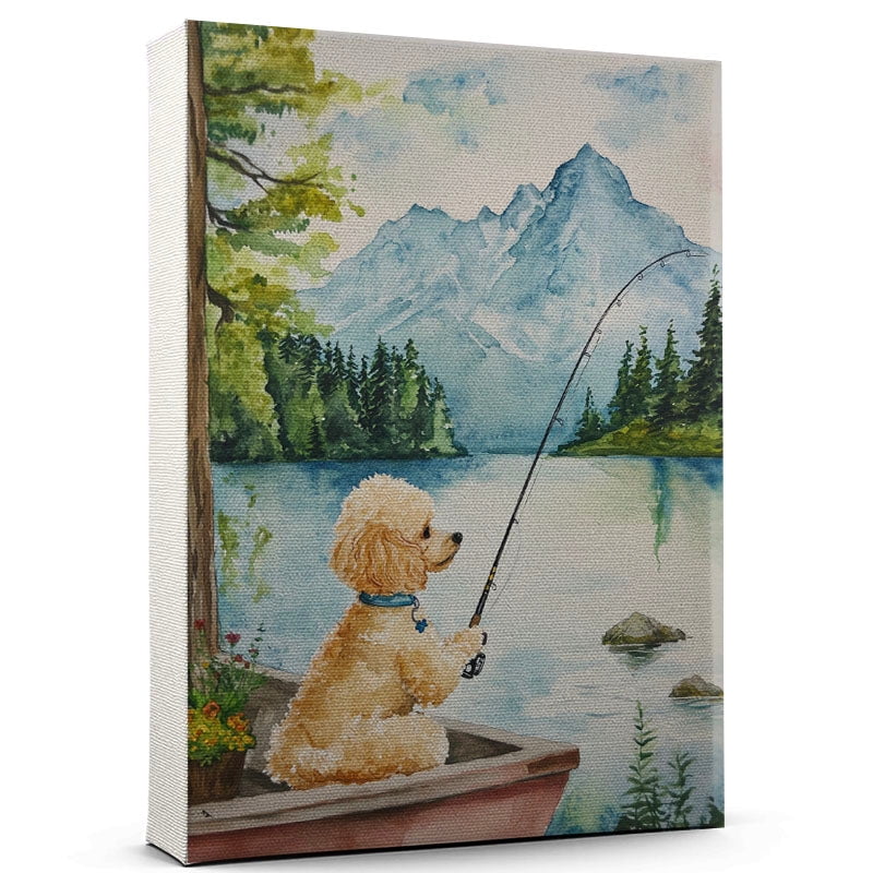 Poodle Dog Canvas Fishing Canvas – Funny Poodle Dog Canvas Artwork ...