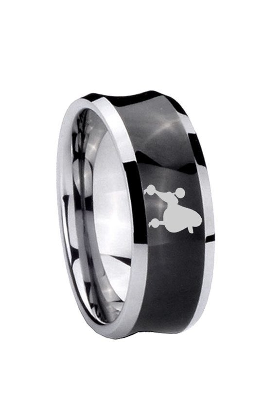 Poodle Dog Concave Black Tungsten Men Ring 10MM