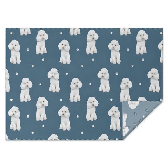 Poodle Dog and Footprint Rectangle Tablecloth 60"x84",Waterproof Polyester Rectangle Table Cloth, Wipeable Spillproof Polyester Tablecloth for Dining, Camping, Indoor and Outdoor