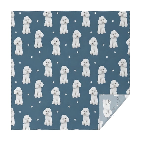 Poodle Dog and Footprint Square Tablecloth,Waterproof Square Table Cover,Wipeable Spillproof Washable Table Cover for Home Kitchen Party Decor 42"X42"(107x107cm)