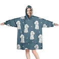 thumbnail image 1 of Poodle Dog and Footprint Wearable Oversized Blanket,Wearable Blanket Hoodie for Adults,Cozy Hooded Blankets with Super Pockets,Super Warm Fuzzy Pullover for Women & Men, 1 of 6