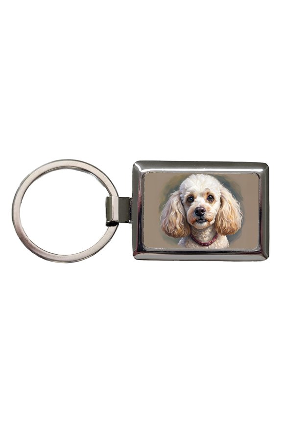 Poodle Dog Illustration Metal Rectangle Keychain