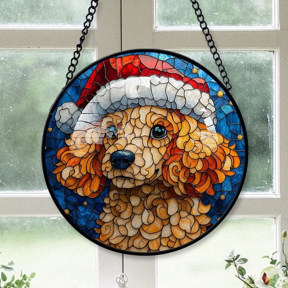Poodle Dog Ornament Christmas 2025 - For Christmas Poodle Dog Stained Glass Christmas Decorations, Dog Christmas Tree, Haging Decor