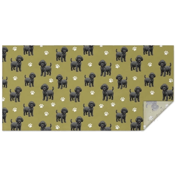 Poodle and Dog Paw Print Waterproof Tablecloth, Rectangular Fabric ...