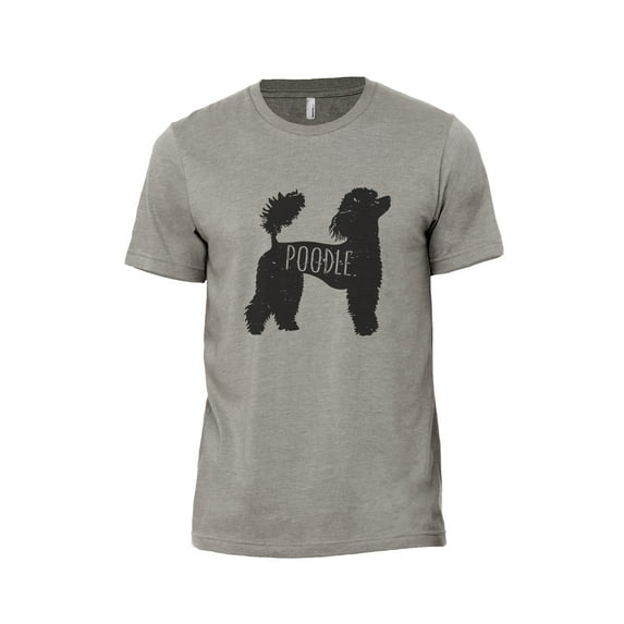 Poodle Dog Silhouette Men's Modern Fit Fun Casual T-Shirt Printed Graphic Tee Military Grey X-Large