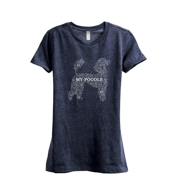 Poodle Dog Word Cloud Women's Fashion Relaxed T-Shirt Tee Heather Navy X-Large