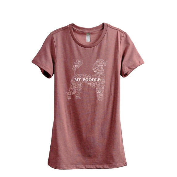 Poodle Dog Word Cloud Women's Fashion Relaxed T-Shirt Tee Heather Rouge 2X-Large