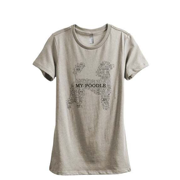 Poodle Dog Word Cloud Women's Fashion Relaxed T-Shirt Tee Heather Tan X-Large