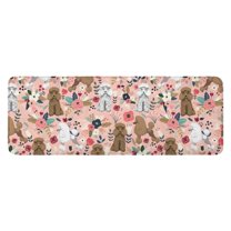 Poodle Dog and Flower Floral Kitchen Rug Mat,Kitchen Runner Rugs Non Skid Washable,Decorative Kitchen Floor Mats for Kitchen,Sink,Laundry,17"x47.2"