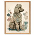 thumbnail image 1 of Poodle Dog with Flower Fur Coat Modern Boho Watercolour Illustration Art Print Framed Poster Wall Decor 12x16 inch, 1 of 5