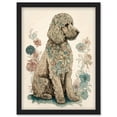 thumbnail image 1 of Poodle Dog with Flower Fur Coat Modern Boho Watercolour Illustration Artwork Framed Wall Art Print A4, 1 of 4
