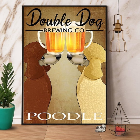 Poodle Double Dog Brewing Co Beer Poster No Frame Matte Wall Art Decor 11 x 17 Inch Poster