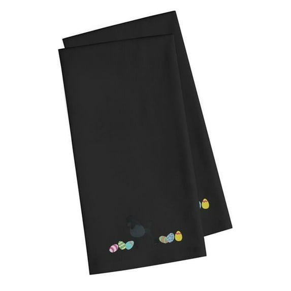 Poodle Easter Black Embroidered Kitchen Towel - Set of 2