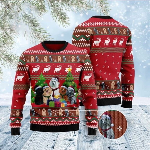 Poodle Family Snow 3D Christmas Sweater, Christmas Sweater, 3D Sweater, Funny Xmas Sweaters
