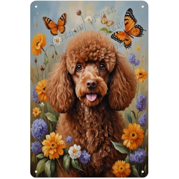 Poodle Floral Elegance Aluminum Sign 12x16 Inches - Metal Salon Decor for Grooming Businesses