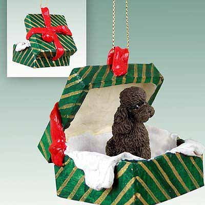 Poodle Gift Box Christmas Ornament Chocolate Sport Cut - DELIGHTFUL!