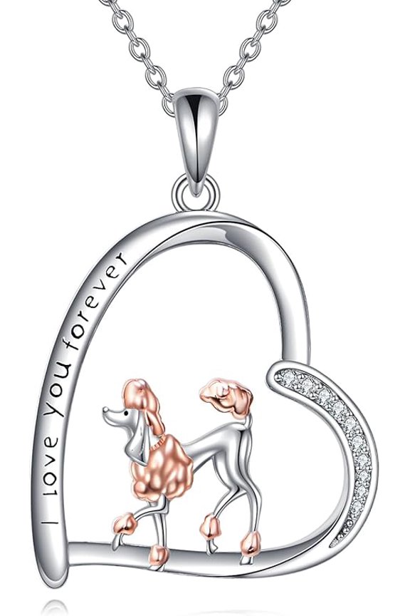 Poodle Gift Poodle Necklace S925 Sterling Silver Poodles Dog Pendant Necklaces Cute Poodle Jewelry Gifts For Women Female Lover