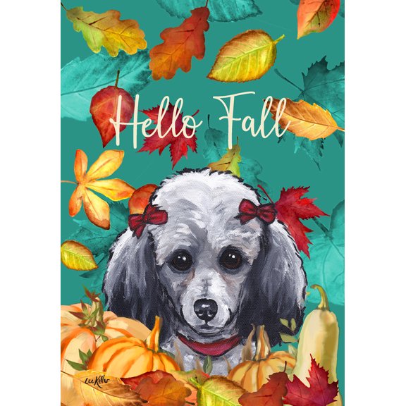 Poodle Grey - Hippie Hound Studios Fall House Flag