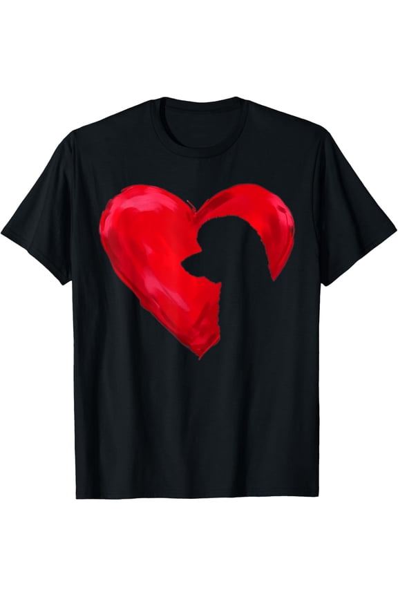 Poodle Heart silhouette Valentine's Day Dog Lover Gift T-Shirt men and women can wear, black, white, gifts
