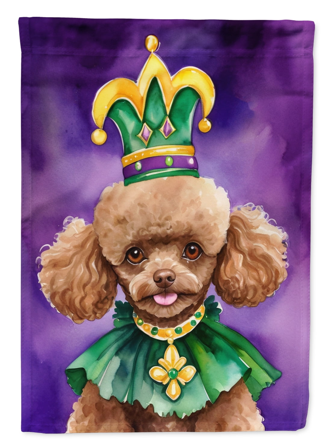 Poodle King of Mardi Gras Garden Flag 11.25 in x 15.5 in