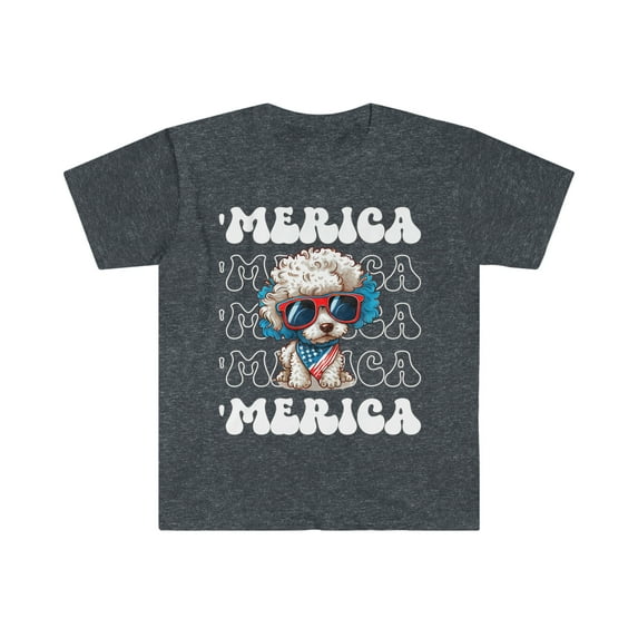 Poodle 'Merica Patriotic T-Shirt Cute White Poodle 4th of July Dog Shirt