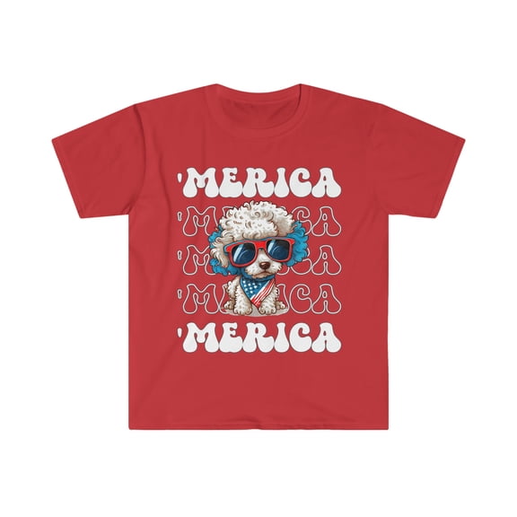 Poodle 'Merica Patriotic T-Shirt Cute White Poodle 4th of July Dog Shirt