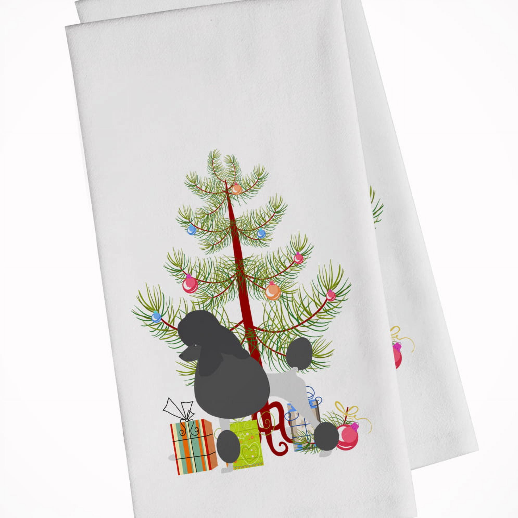 Tan Jackhuahua Christmas Tree White Kitchen Towel Set of 2 19 in x