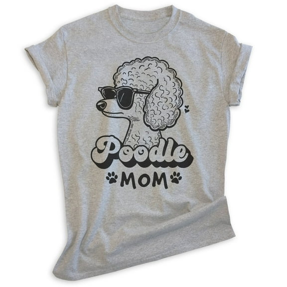 Poodle Mom T-shirt, Unisex Women's Shirt, Standard Poodle Owner, Best Dog Mom Gift, Heather Gray, X-Large
